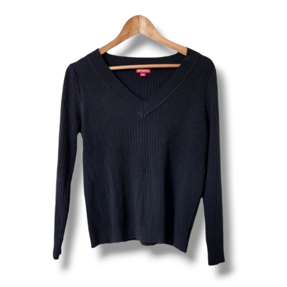 Merona Long Sleeve Ribbed V-Neck Pullover Knit Sweater | XXL